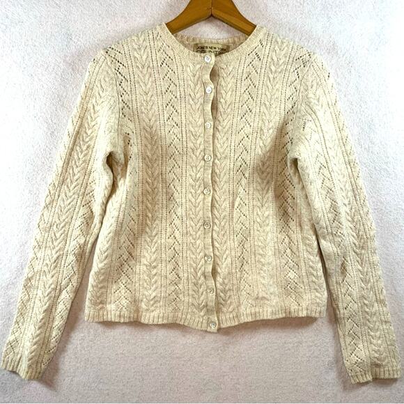 Vintage Sweaters - VTG Jones NY Country Women Open Knit Button Sweater XS/S Alpaca Wool Blend